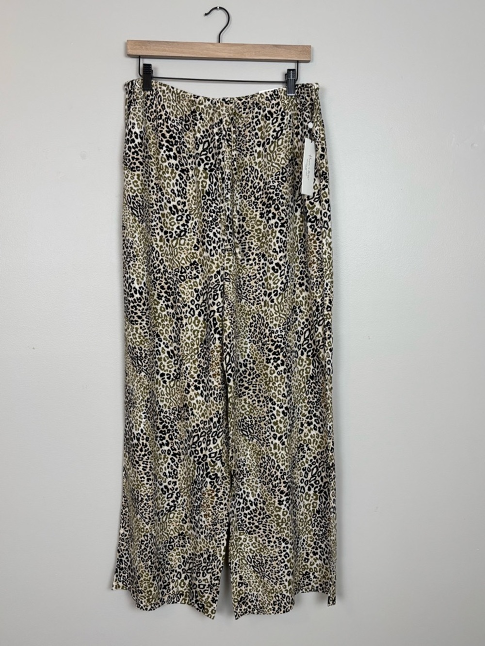 Haver & Blaire London Pull On Wide Leg Pant Animal Print Linen Blend Womens Med